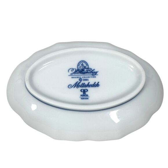 Mottahedeh Williamsburg Carpe Diem Verse Dish Ring Trinket Soap 6" White Blue - Picture 2 of 6